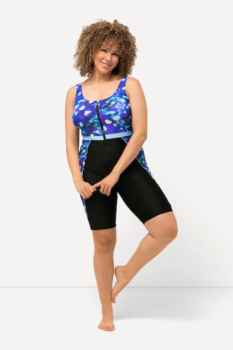 Badeanzug, langes Bein, ohne Softcups, Zipper