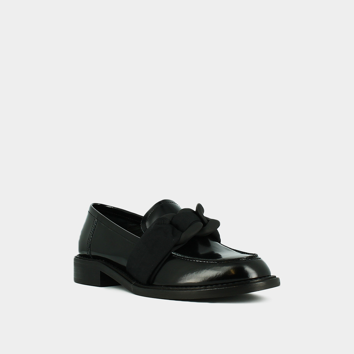 Mocassins à nœuds  en cuir glacé noir