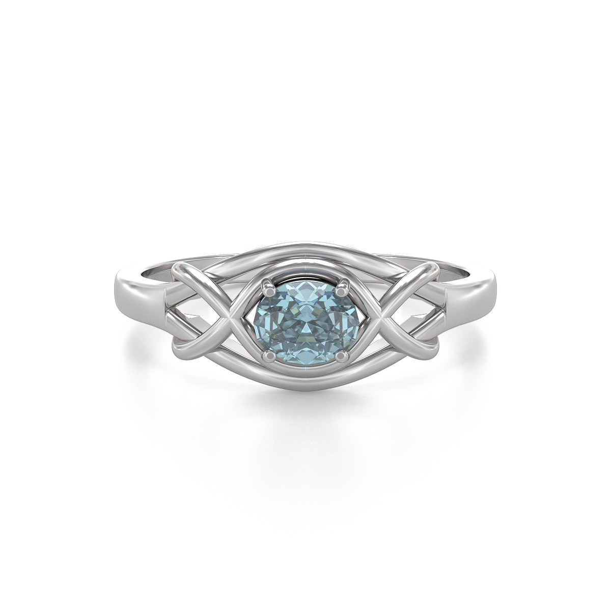 Bague ADEN Or 585 Blanc Aigue-Marine 1.870grs