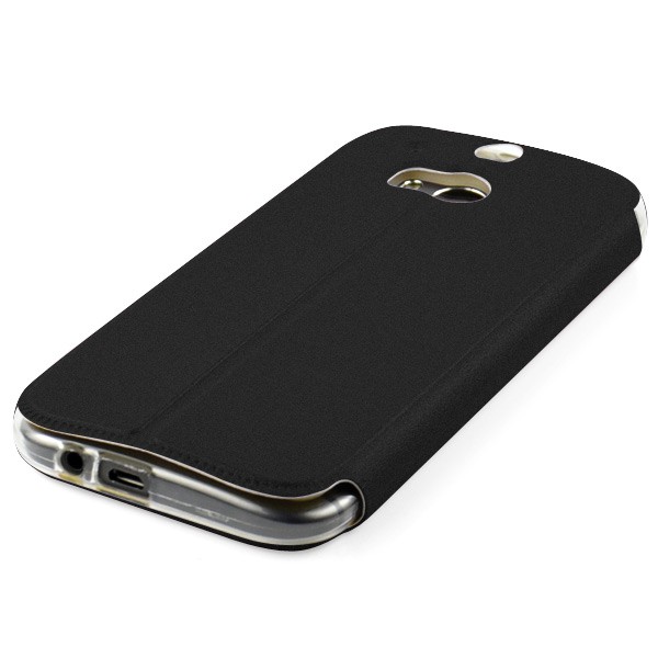 Ledertasche HTC One M8 schwarz/gelb