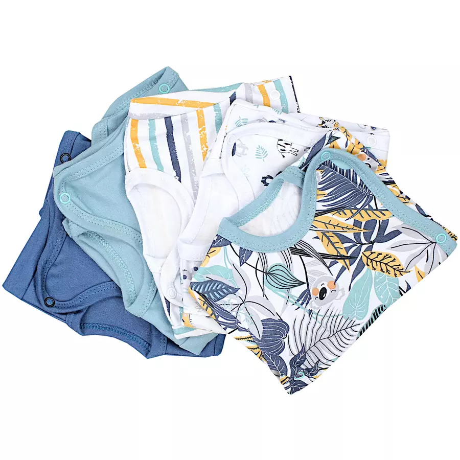 TupTam Baby Jungen Kurzarm Wickelbody 5er Set grünorange