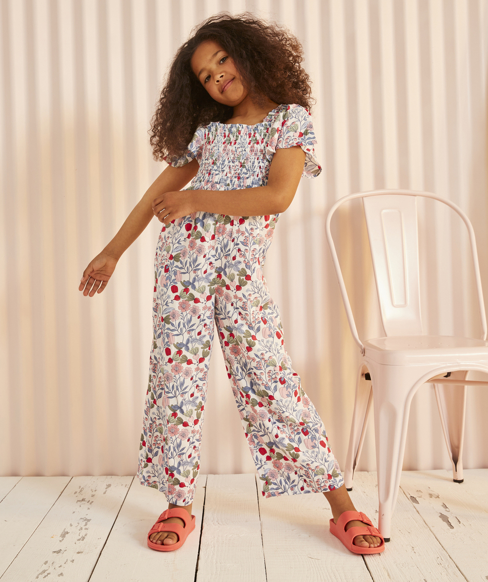 COMBINAISON PANTALON FILLE EN VISCOSE RESPONSABLE IMPRIMÉ FLEURI