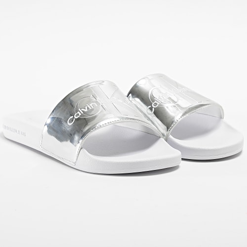 Claquettes Femme Slide Metallic Metallic Silver