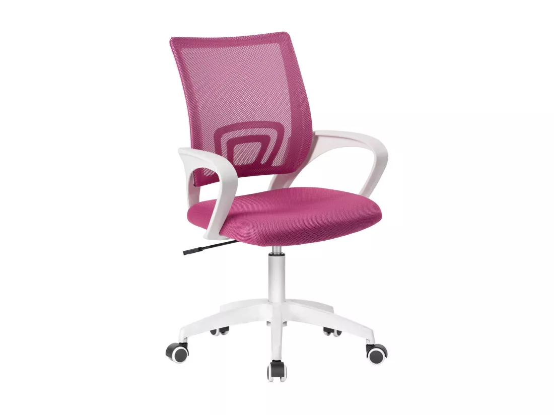 Chaise bureau pivotante hauteur réglable accoudoir renfort lombaire roulettes FLAG-E (Rose blanc)