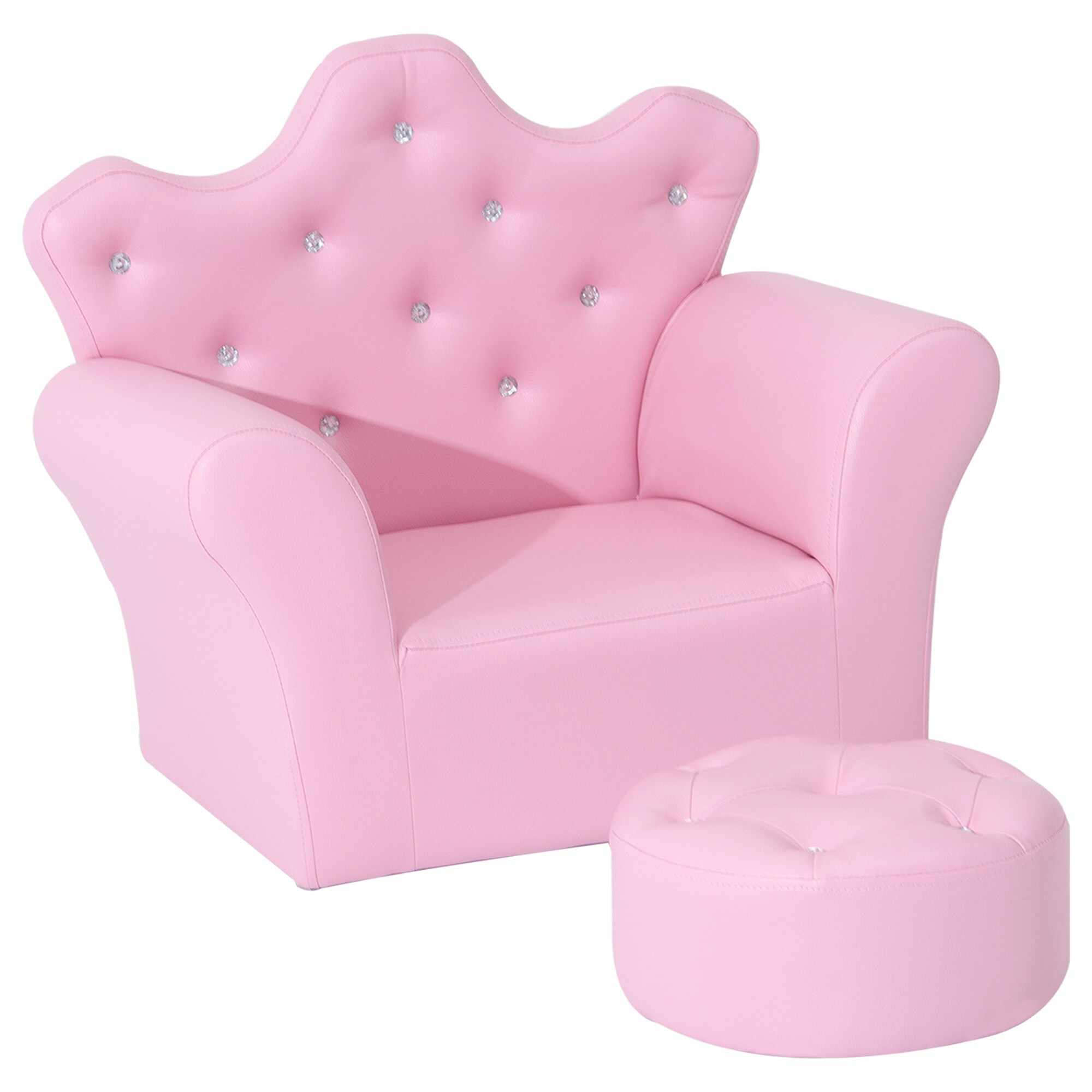 HOMCOM Kindersessel mit Kristallknöpfen rosa 58 x 40,5 x 49 cm (LxBxH)