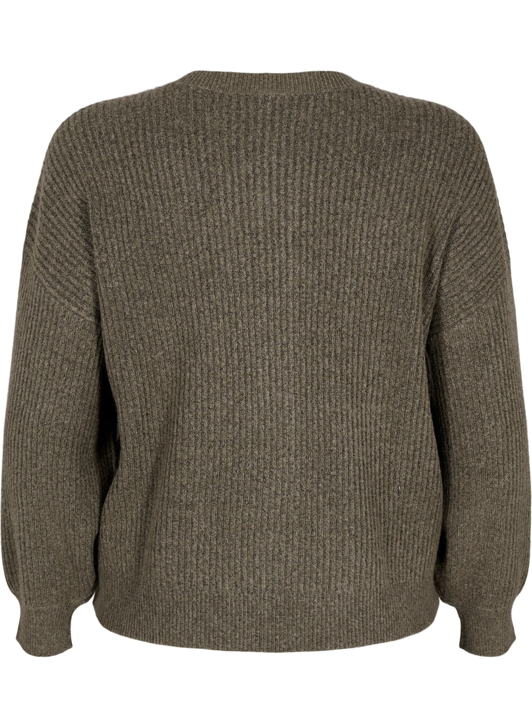 Ribstrikket cardigan med knapper