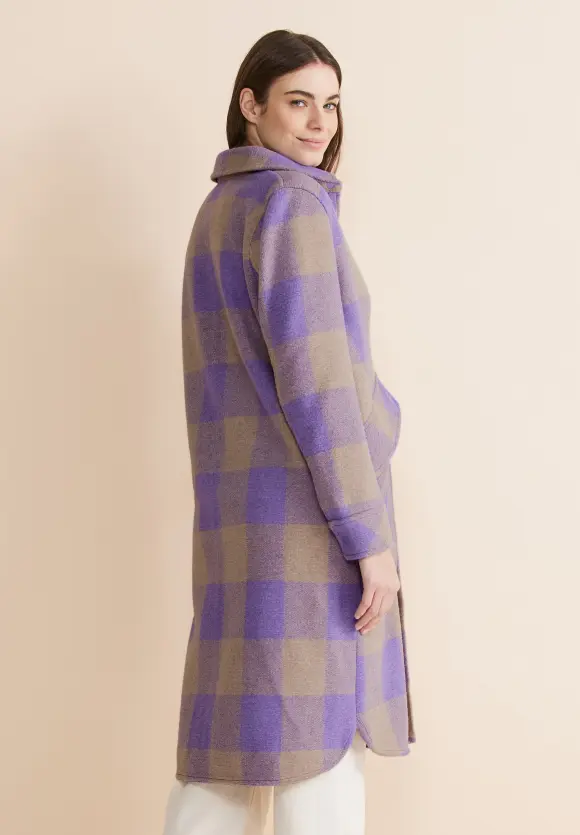 Printmantel mit Wolle - shiny lilac
