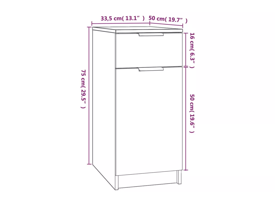 Armoire de bureau Chêne Marron 33,5x50x75 cm Bois d'ingénierie