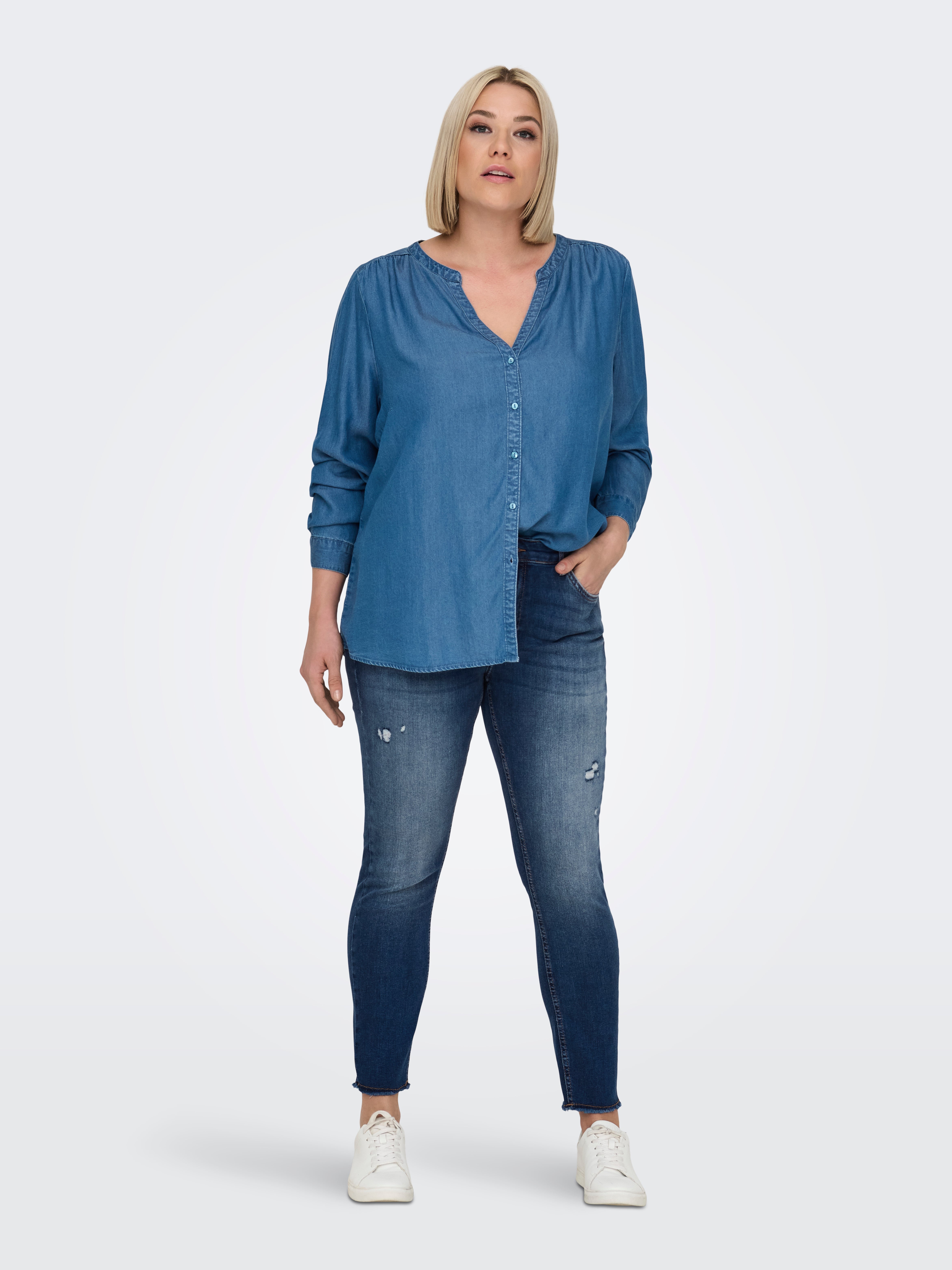 CARWILLY Mittlere Taille Skinny Fit Jeans Dark Blue Denim