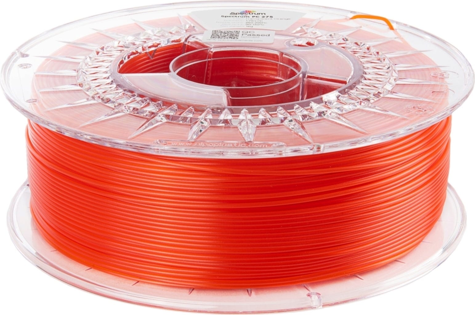 Spectrum  PC 275 Transparent Orange, 1,75 mm / 1000 g    Mechanische Stärke & Präzision in Transparent Orange