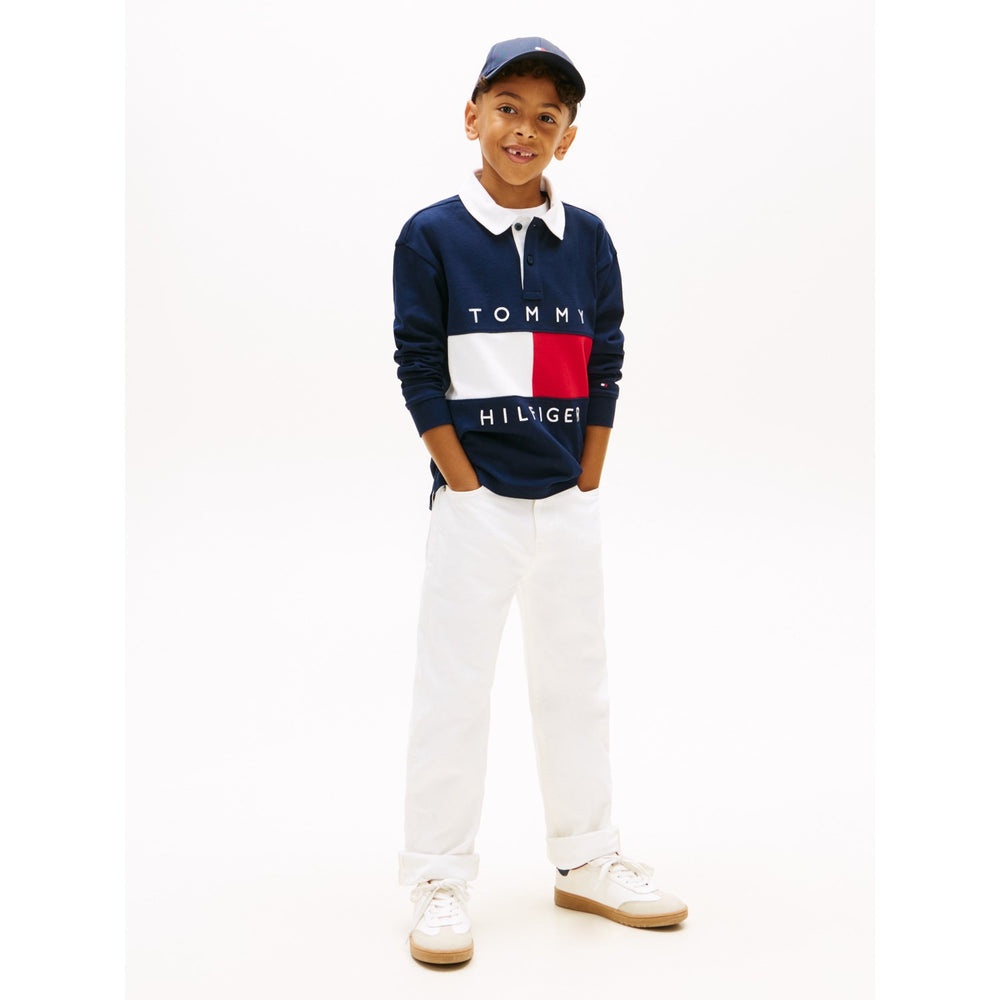 Køb Tommy Hilfiger Dark Night Navy Heritage Flag Jersey Polo Ls