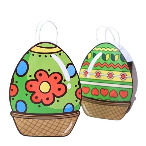 (12er Set) Oster Papier Tüten Geschenk Tasche Candy Gift Bag Osternest - Bunt