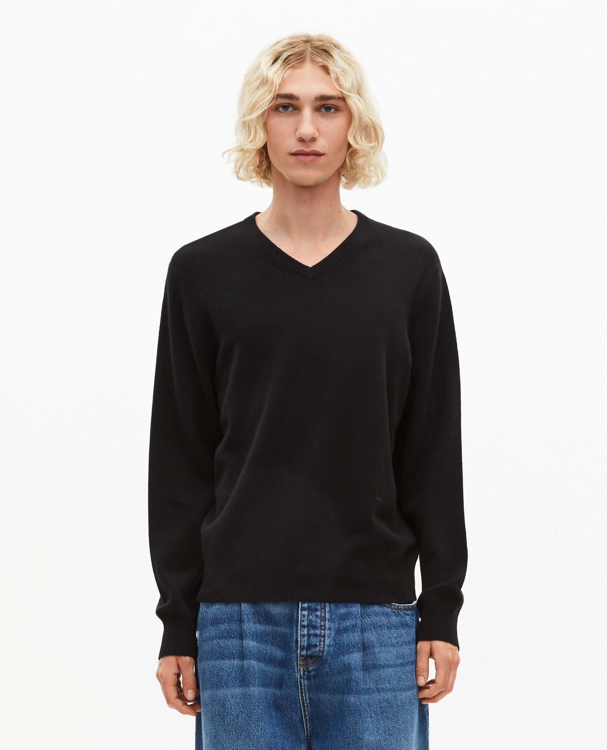 Pull col V en cachemire noir