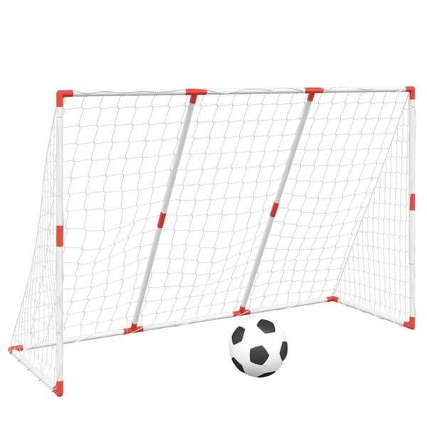 vidaXL Fotballmål for barn med baller 2-i-1 hvit 184x64x124 cm