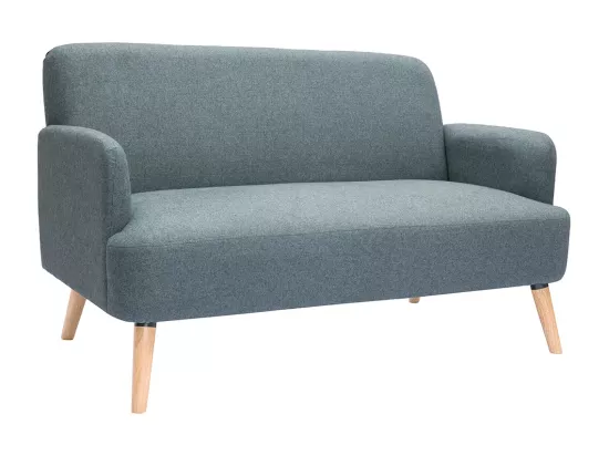 Canapé scandinave 2 places en tissu vert de gris et bois clair ISKO