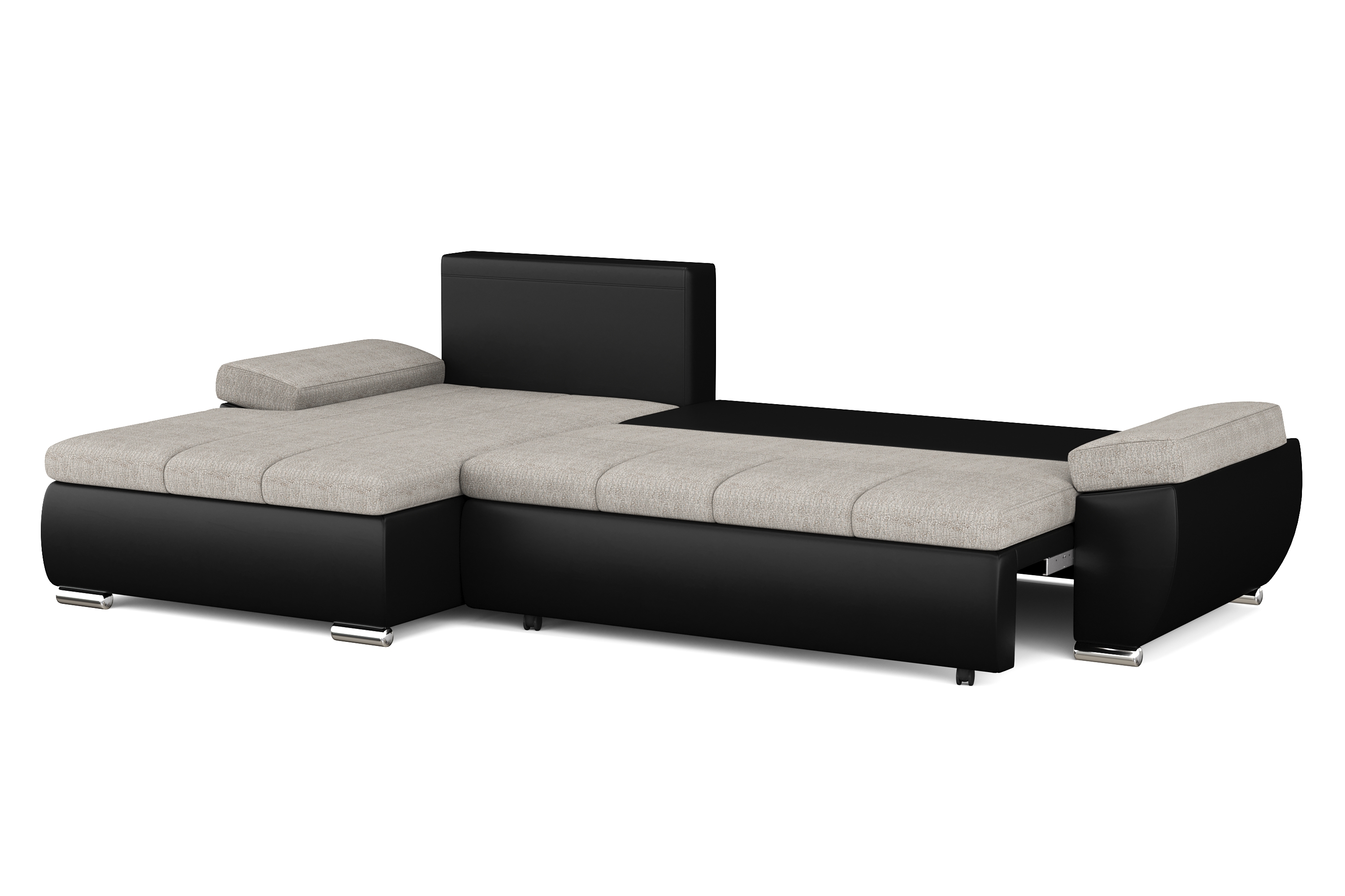 Ecksofa mit Schlaffunktion KIRA links schwarz/grau