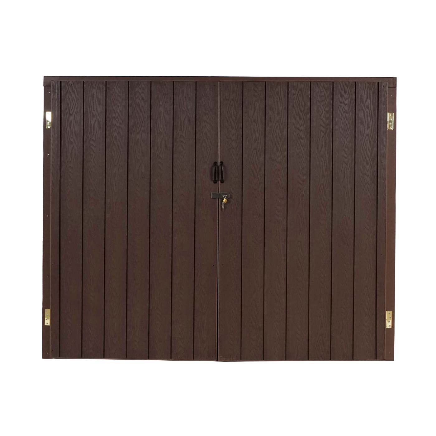 WPC-Fahrradgarage MCW-J29, Geräteschuppen Fahrradbox, Metall Holzoptik abschließbar ~ 2 Räder 172x213x112cm braun