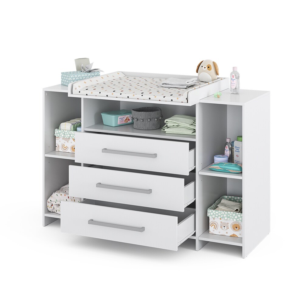Vicco Wickelkommode Oskar XL 143 x 100 cm, Weiß, Wickeltisch inkl. Wickelauflage