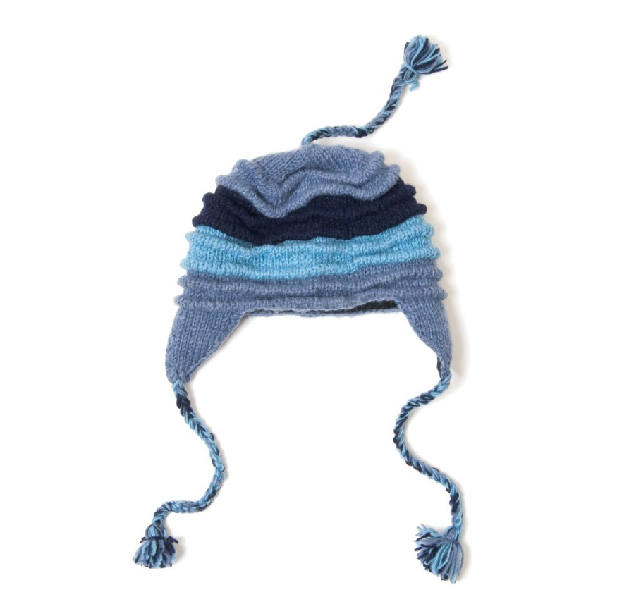 Strickmütze, blau/dunkelblau, mit Quasten günstig bestellen