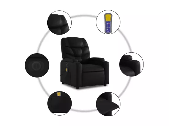 Fauteuil massant inclinable électrique noir similicuir