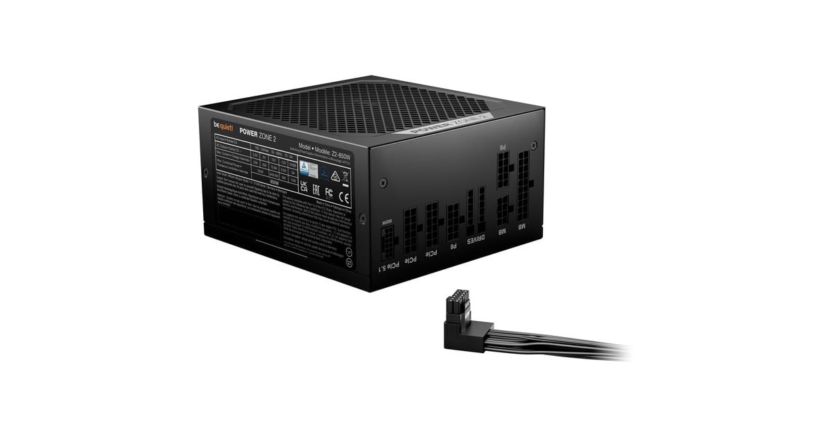 be quiet!Power Zone 2 modulaire 850 watt voeding   (Zwart, 1x 12V-2x6, 3x PCIe)