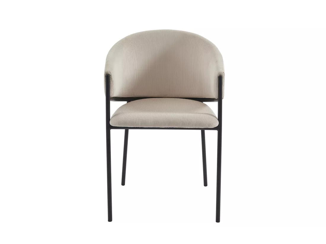 Lot de 6 chaises avec accoudoirs en velours côtelé et métal noir - Crème - ORDIDA de Pascal MORABITO