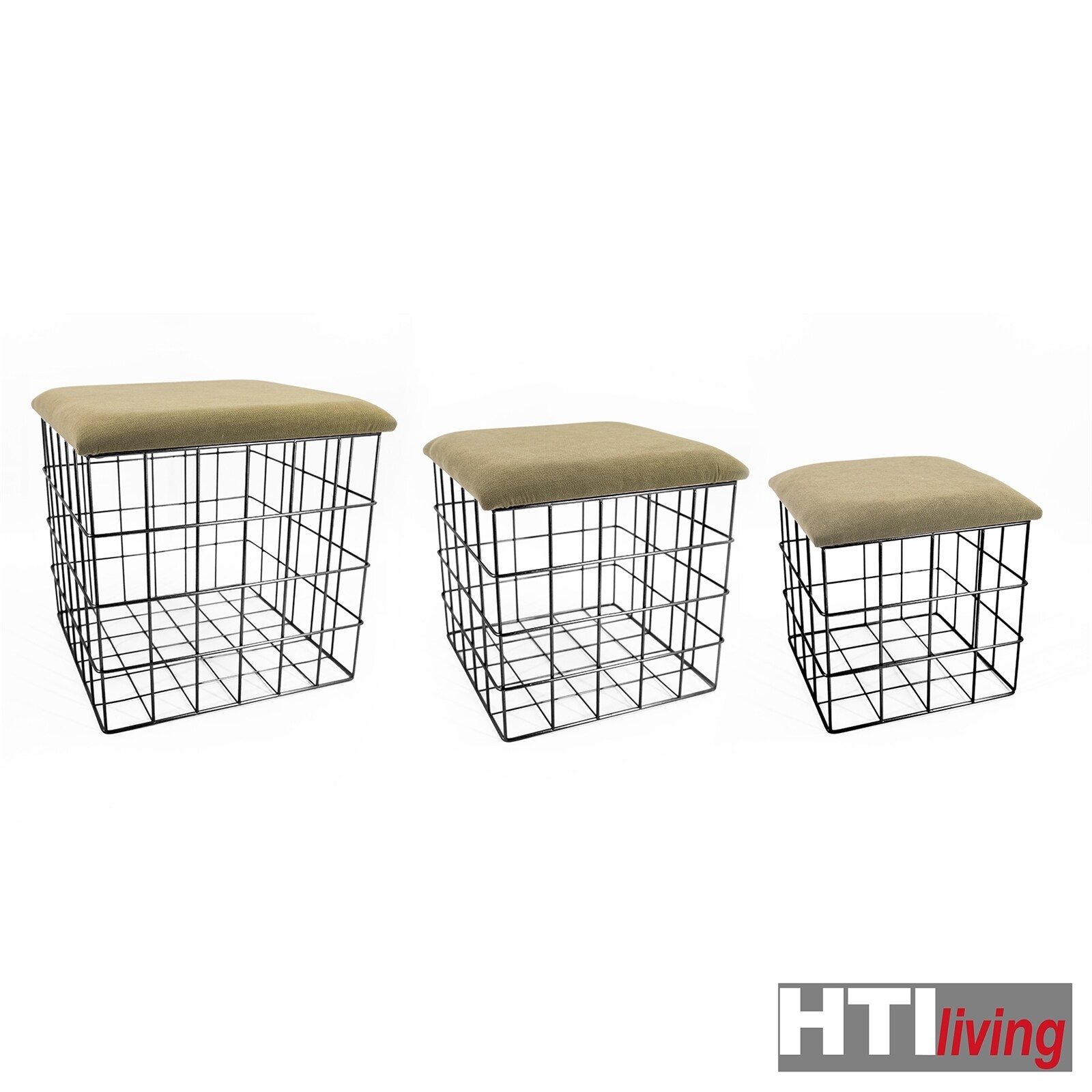 HTI-Living Korb, Metall, 3-er Set mit Samtdeckel