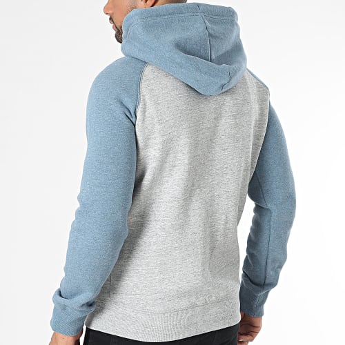 Sweat Zippé Capuche Essential Baseball Gris Chiné Bleu