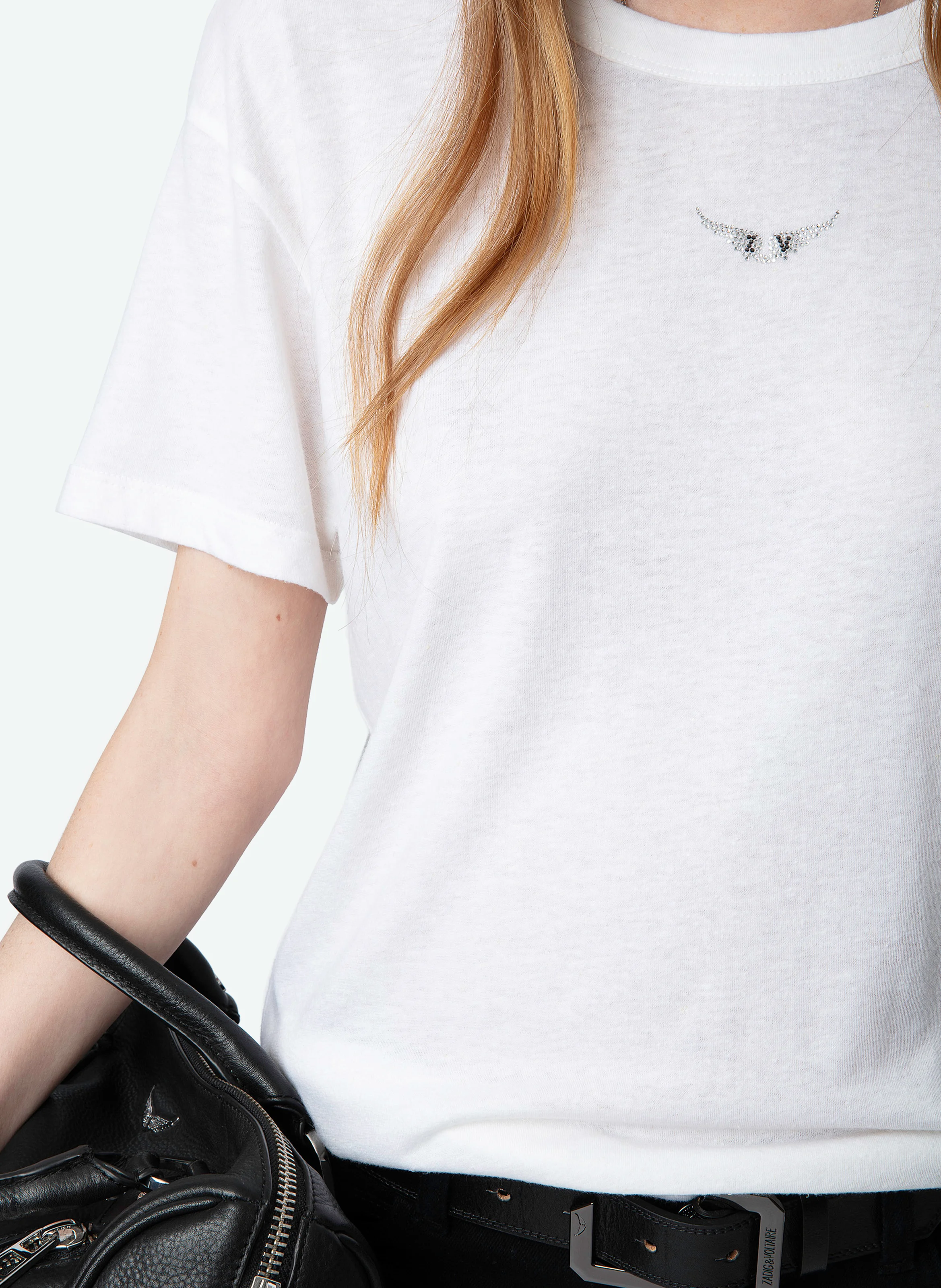 MARTA - Tee-shirt droit en coton et lin mélangés | Blanc