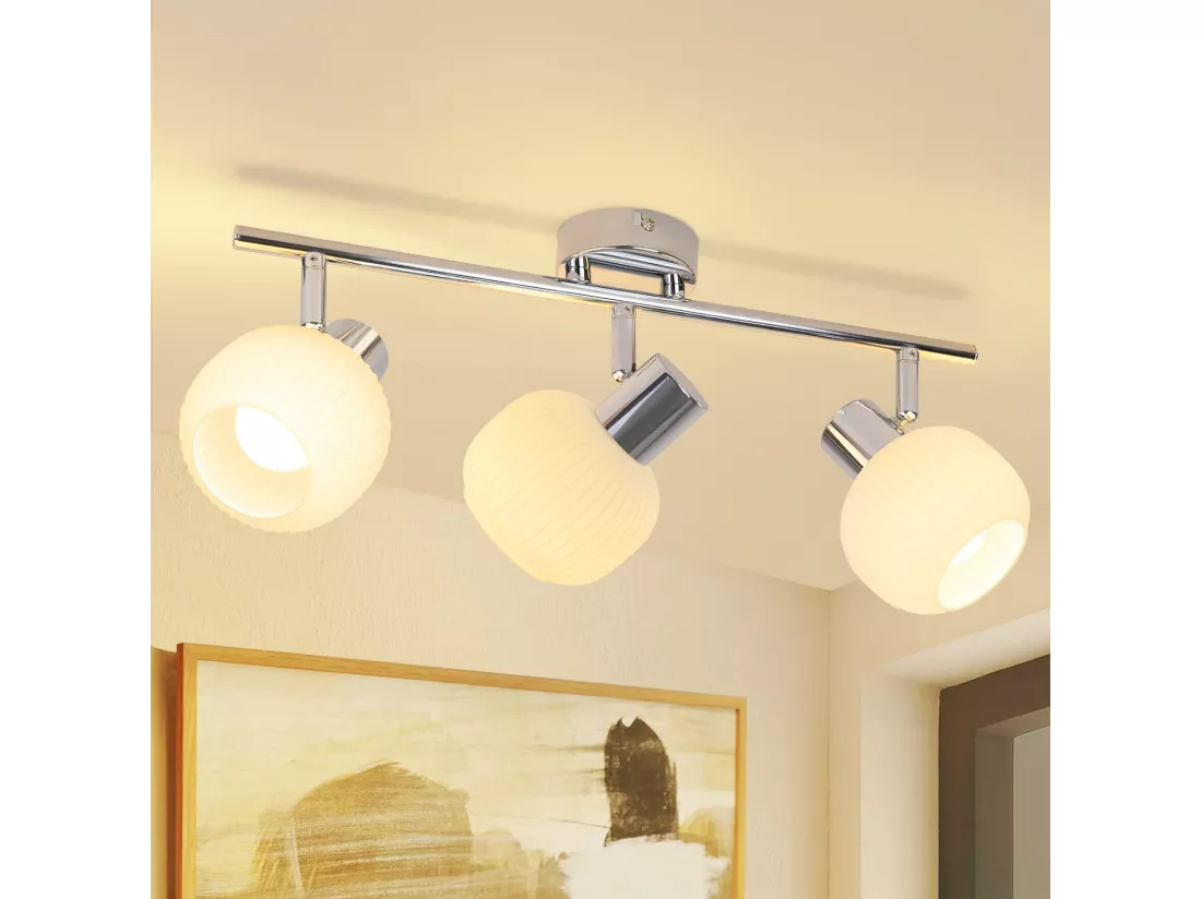 NETTLIFE Spot de plafond blanc E14 abat-jour en verre vintage d'intérieur Spot moderne pour chambre à coucher salon