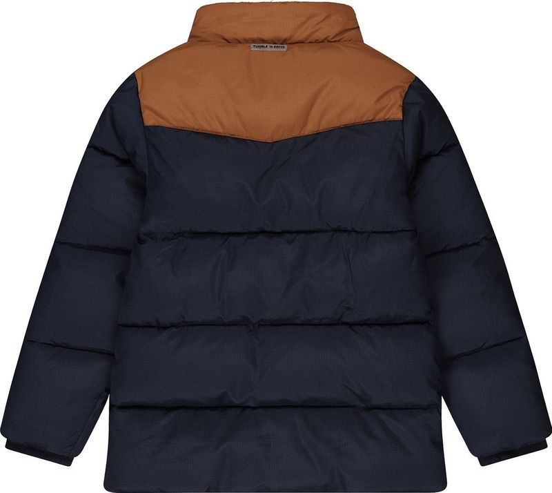 Winterjas - Donkerblauw - 100% Gerecycled Polyester - Contrasterend Kleurenvlak