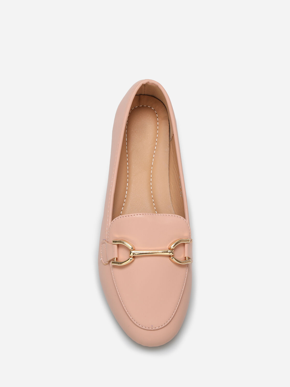 Mocassins en simili à détail mors- Rose