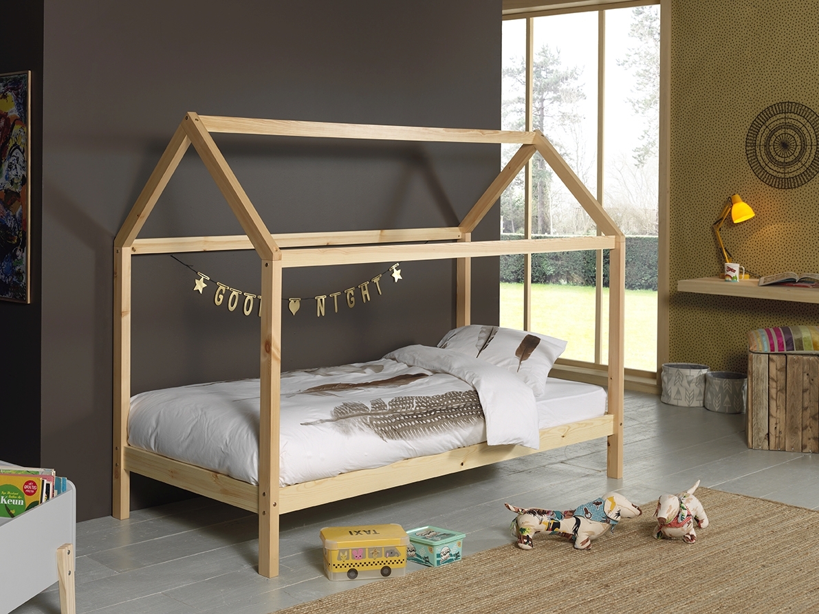 Hausbett-Set DALLAS 2 - natur - mit Matratze - 90x200 cm