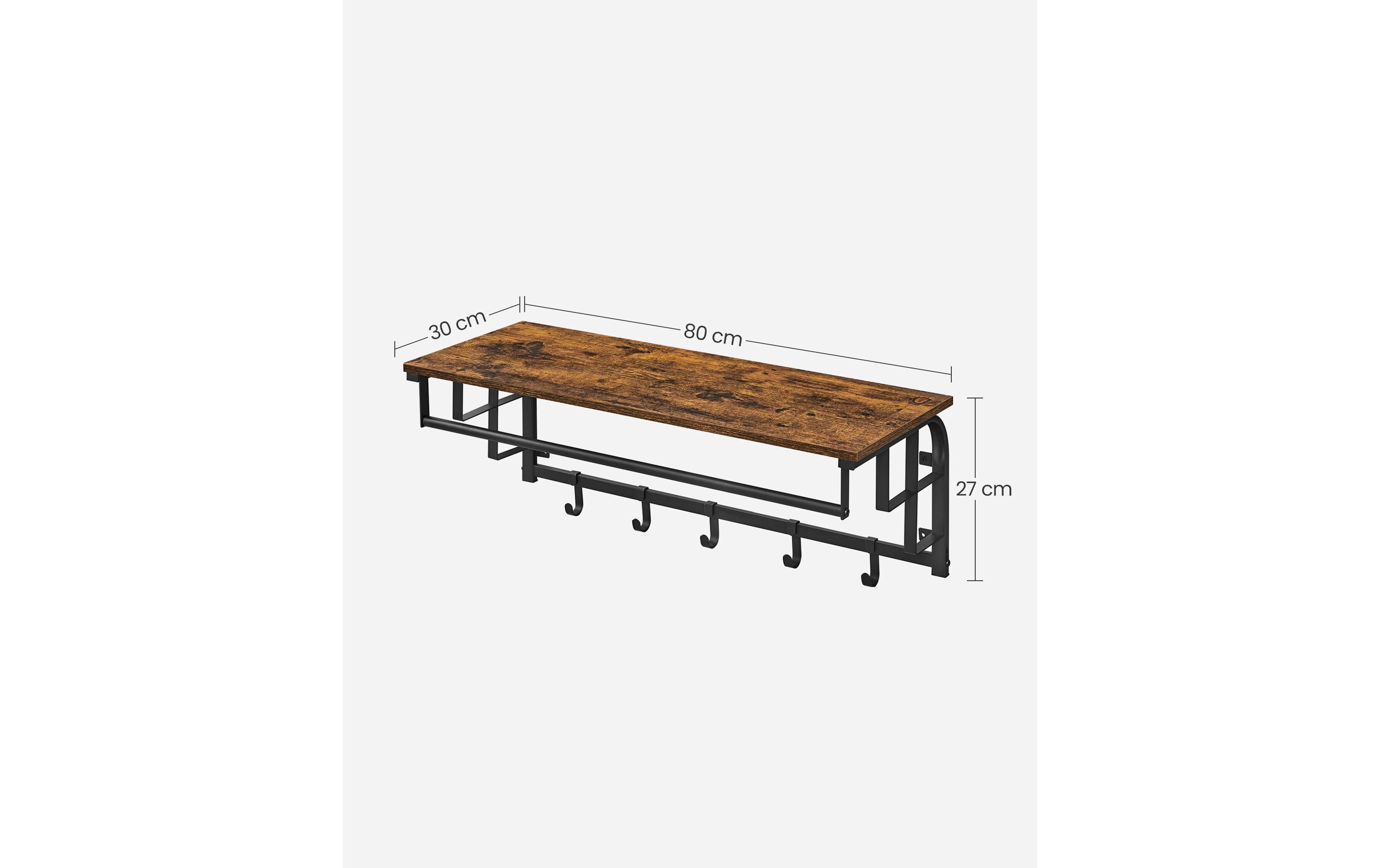 Wandgarderobe mit 5 abnehmbaren Haken 80 x 30 cmGarderobe