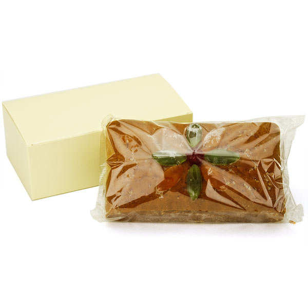 Pain d'épices demi-pavé fruits confits fourré à l'orange