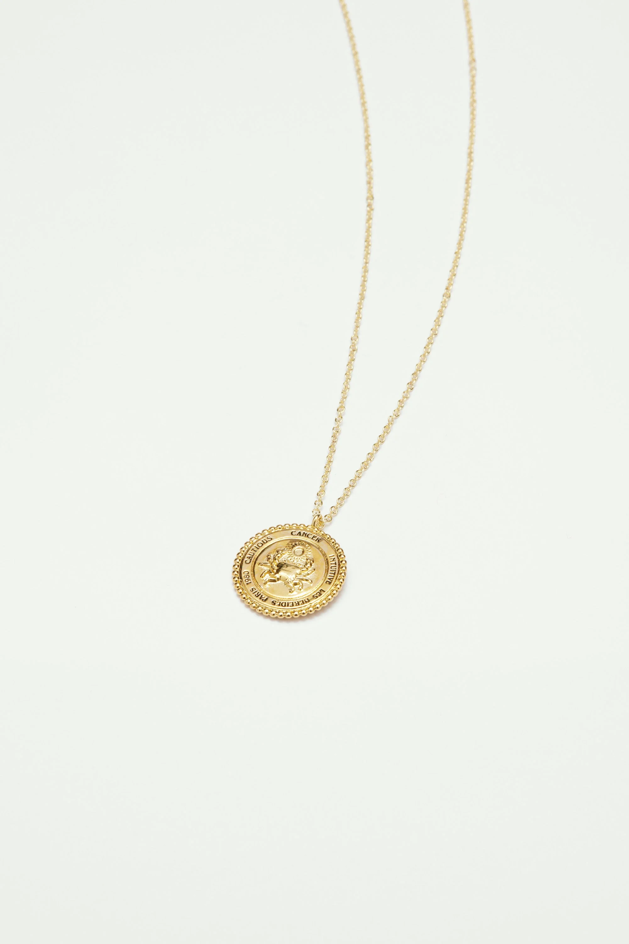 Collier pendentif signe astrologique cancer | Doré