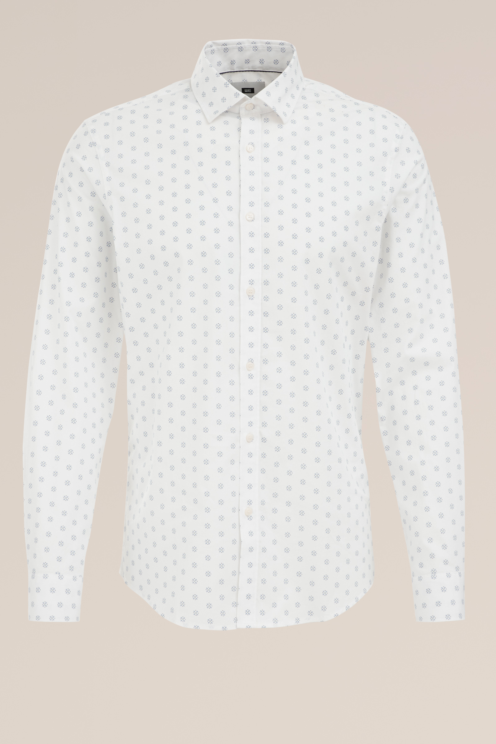 anti-odour stretch overhemd met dessin WE Fashion Wit