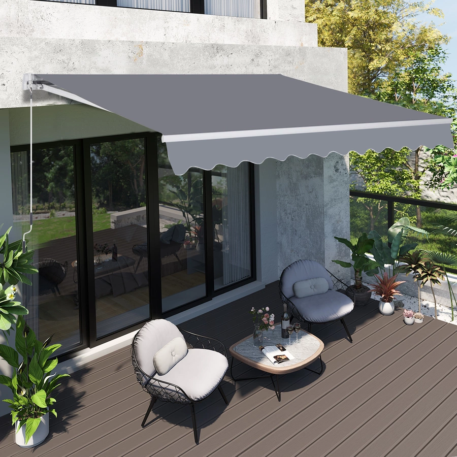 Outsunny Klemmmarkise mit Handkurbel grau