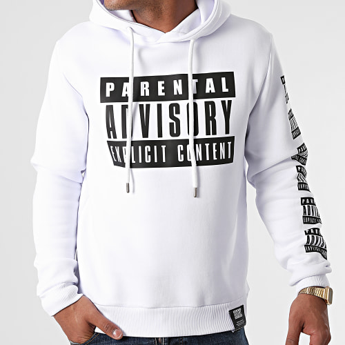 Sweat Capuche Tape Blanc Noir