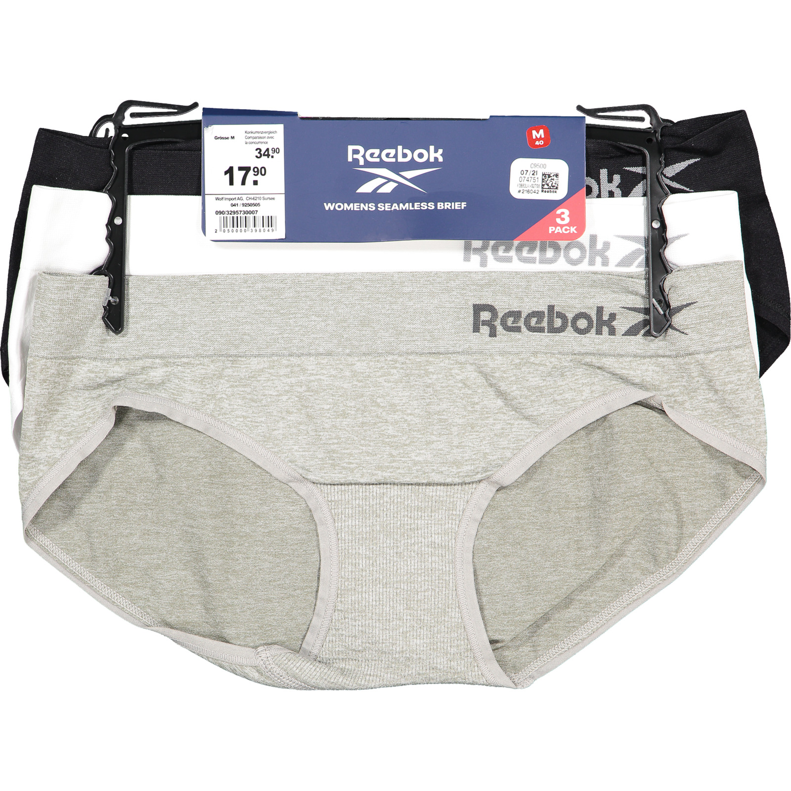 Reebok Damen-Slip Raina Seamless 3er-Pack XS, multicolor