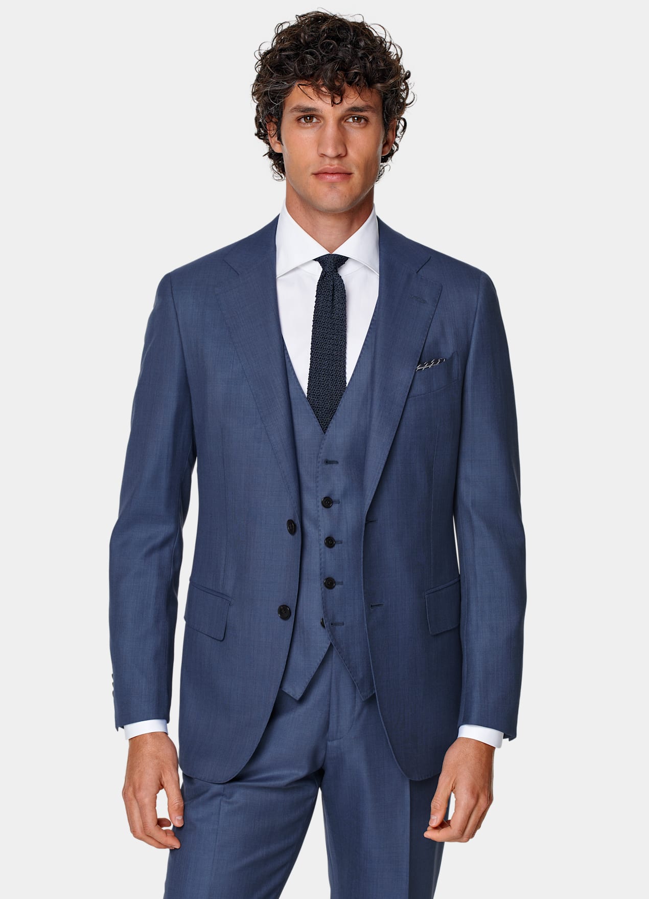 Costume trois pièces Lazio coupe Tailored bleu moyen