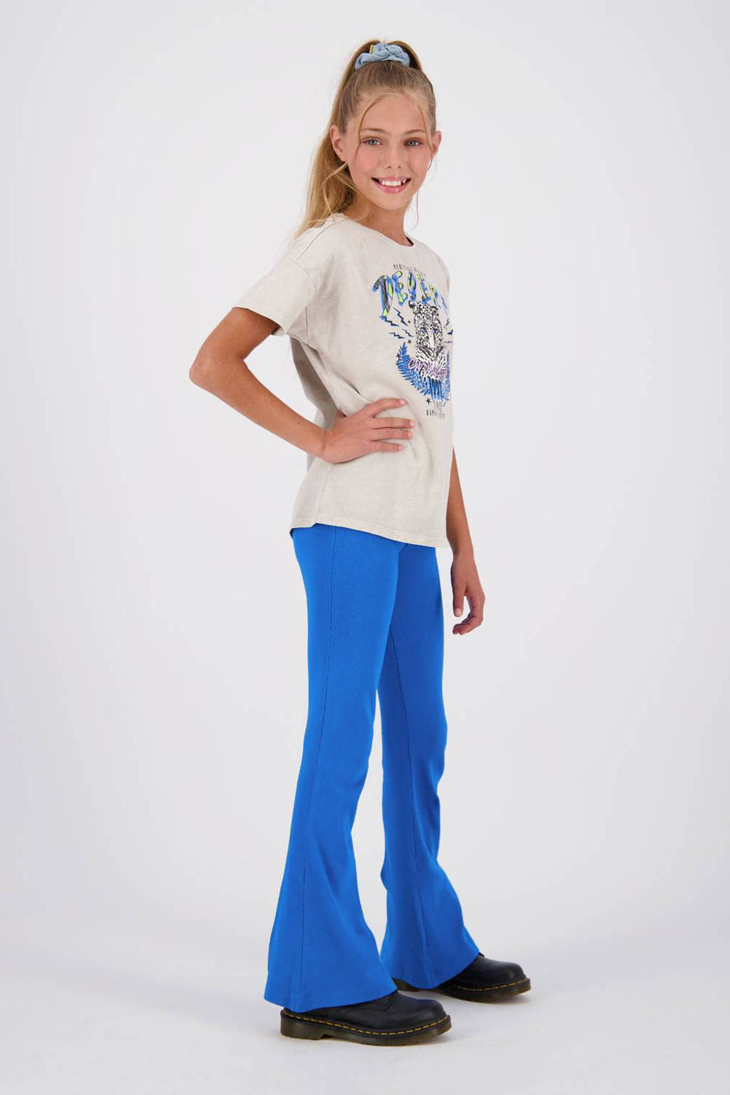 Vingino T-shirt Hester met printopdruk lichtgrijs