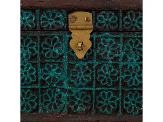 Boîte à bijoux en résine sculptée bleue 25x19x11,5h