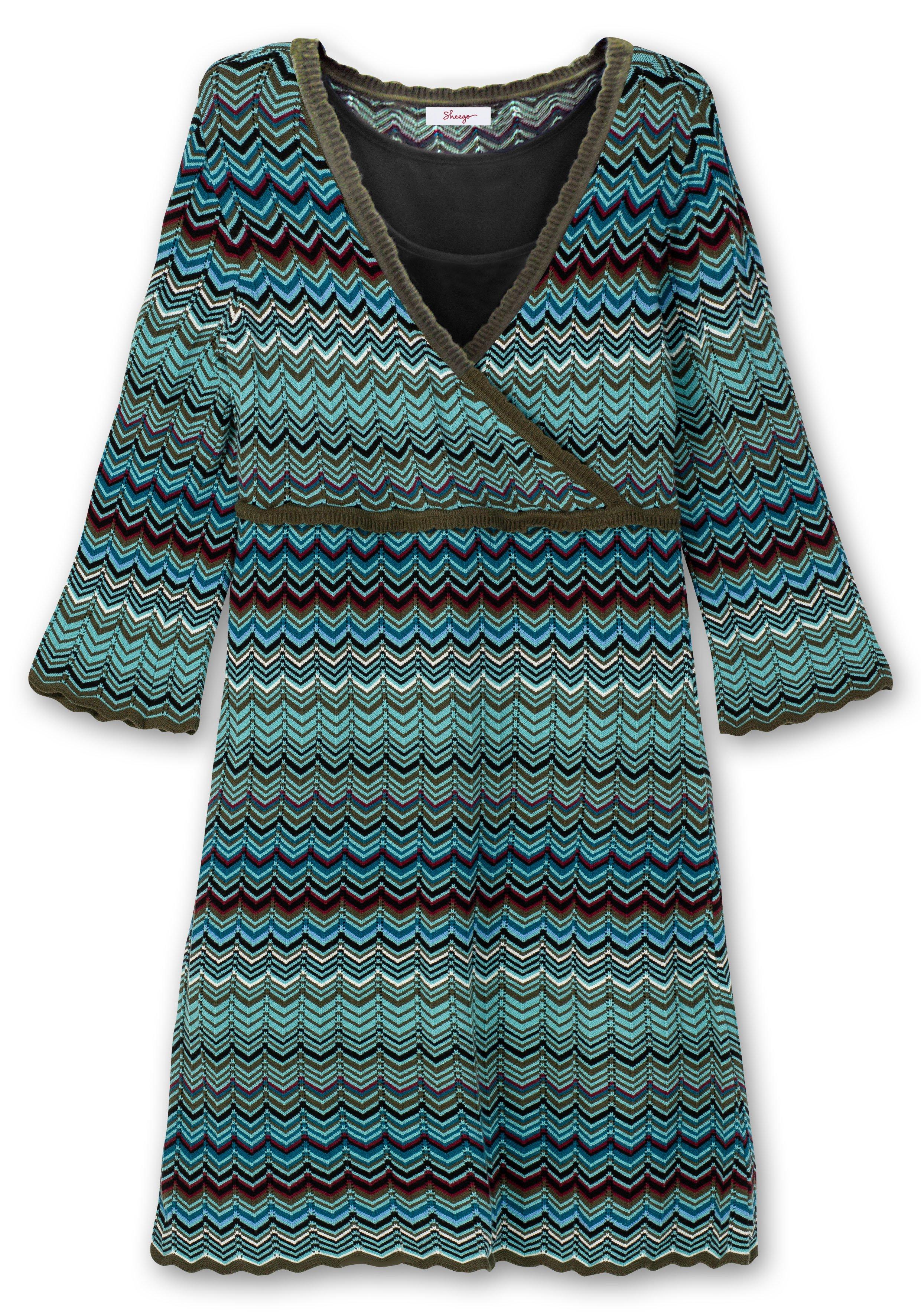 Strickkleid in Wickeloptik, mit Unterkleid