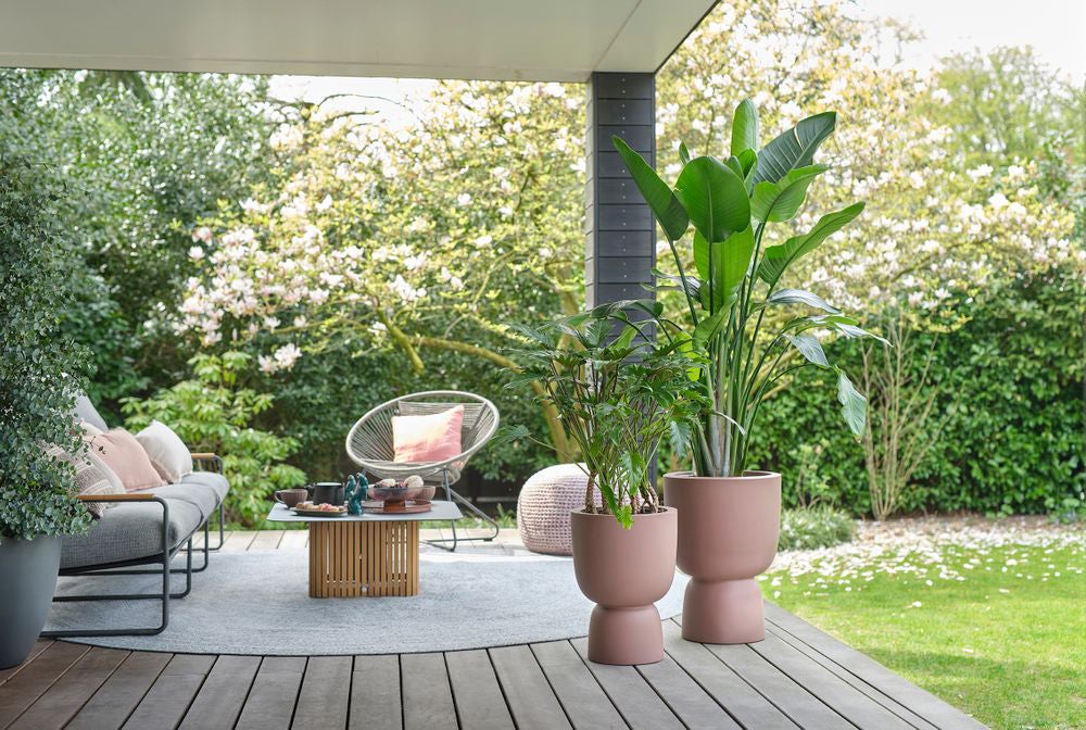 Elho bloempot op voet Pure roze D 34,9 H 49 cm