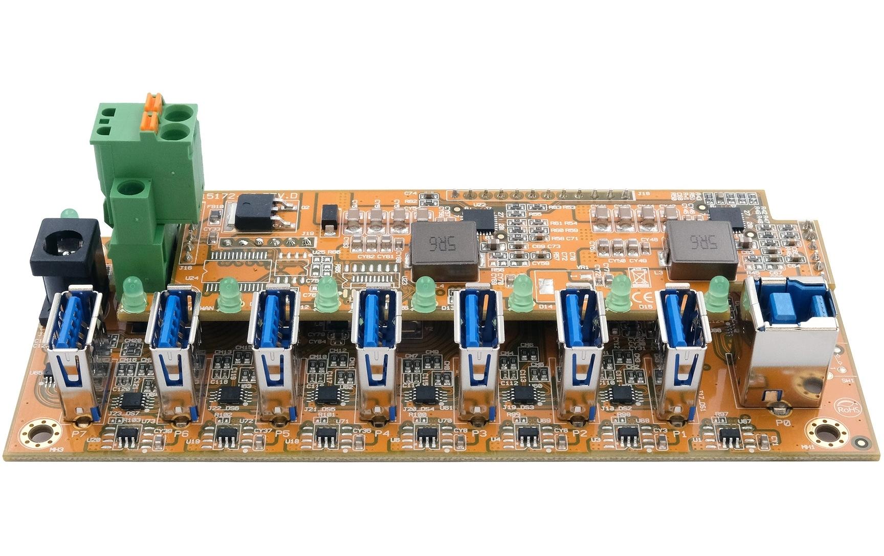 USB-Hub EX-1187HMVS-2-PL<br>7-Port USB 3.2 Gen 1 HUB-Platine mit 15KV ESD Überspannungsschutz