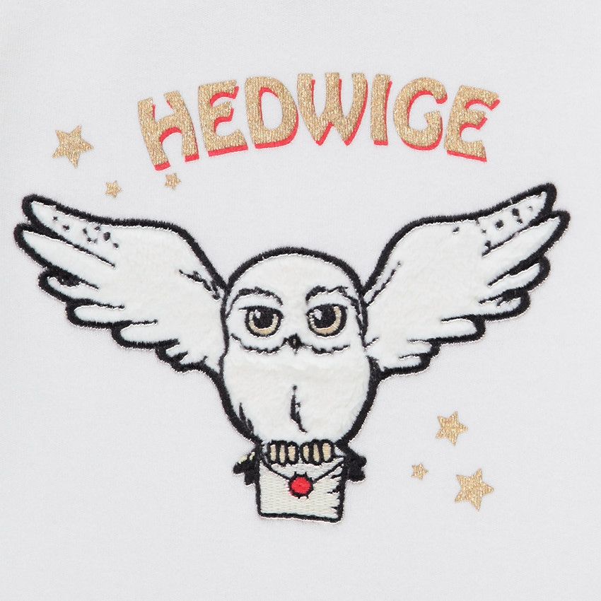 Pyjama 2 pièces en jersey motif brodé Hedwige Harry Potter - Ecru