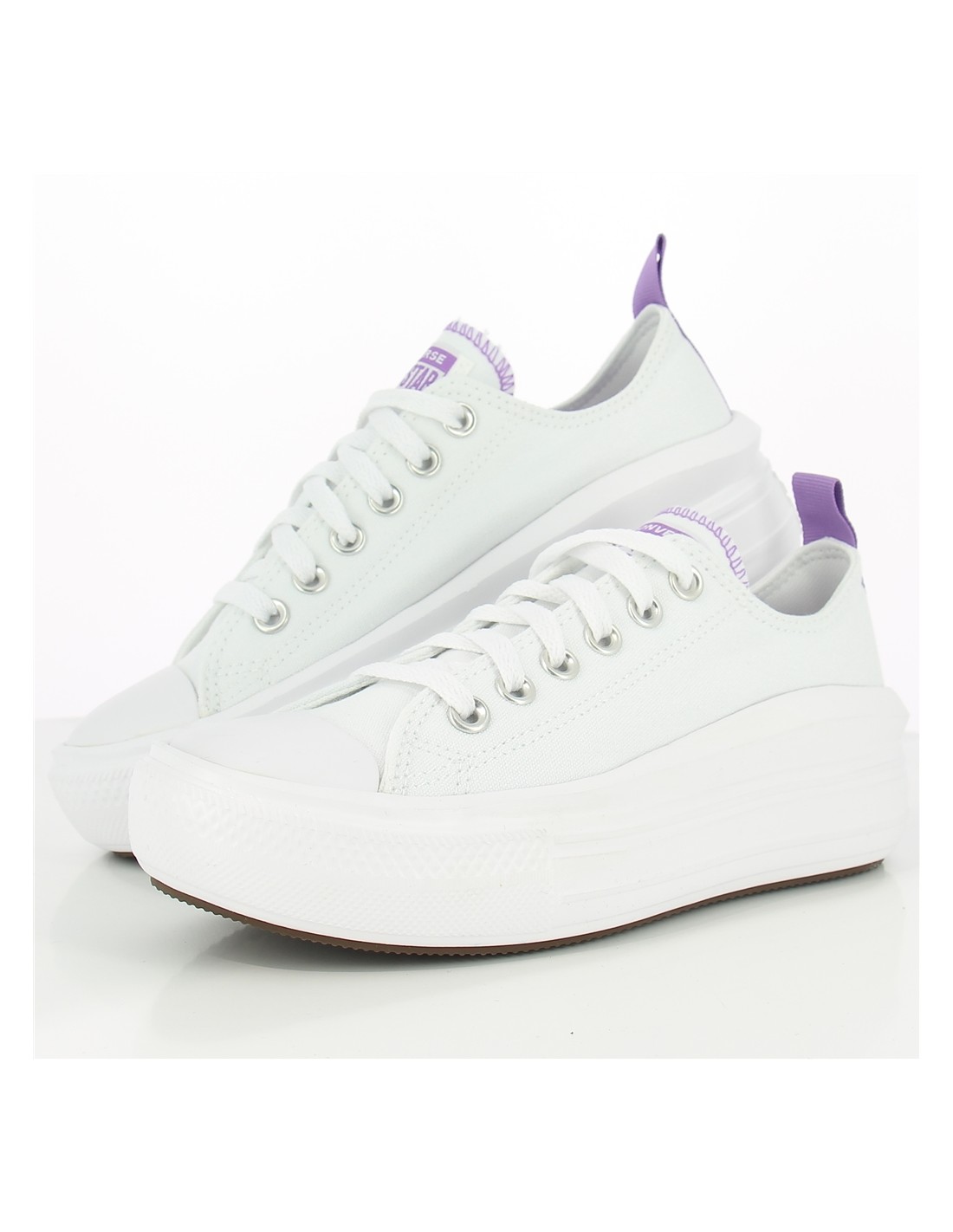 converse sneakers compensées basses femme ctas move ox blanc mauve