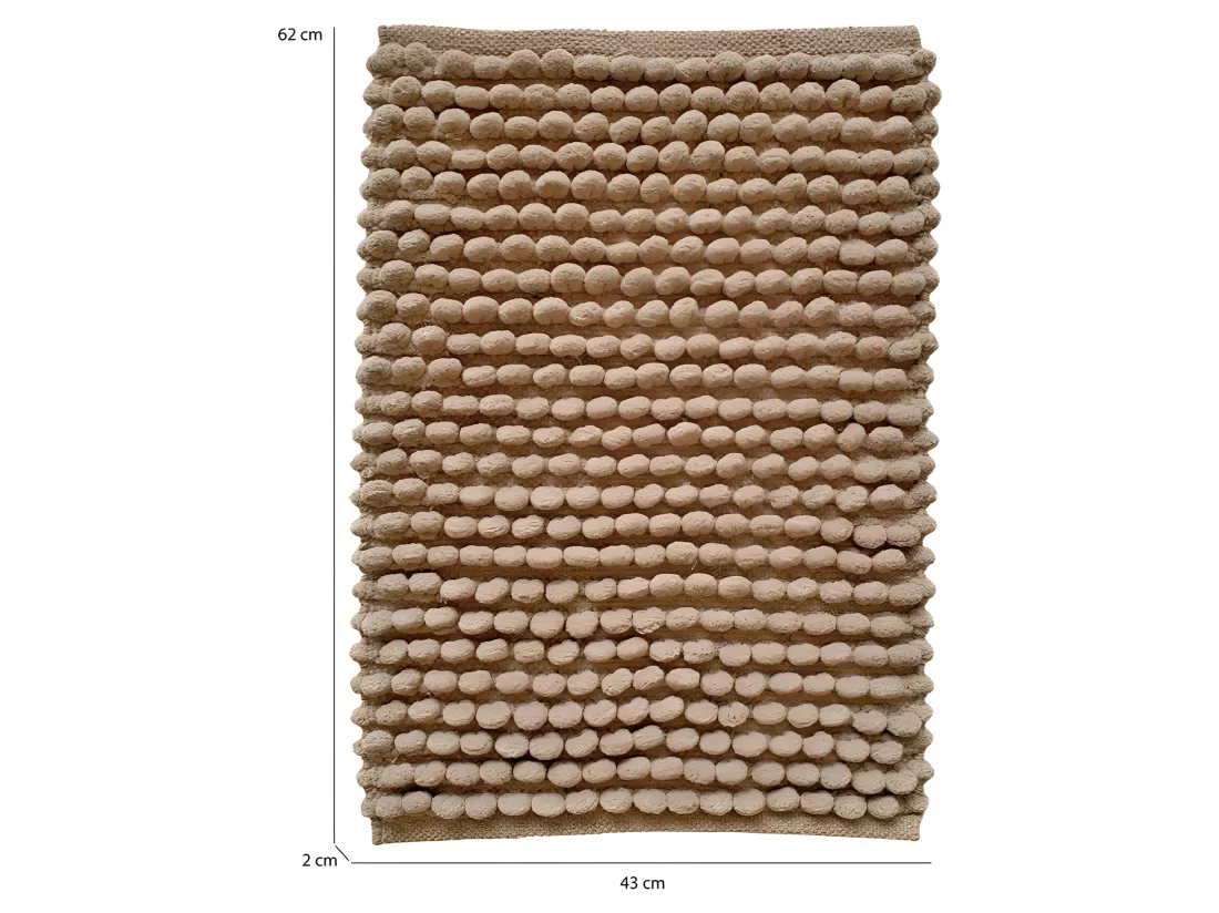 Tapis de salle de bain 40 x 60 cm mini pompon beige sable - MARIE