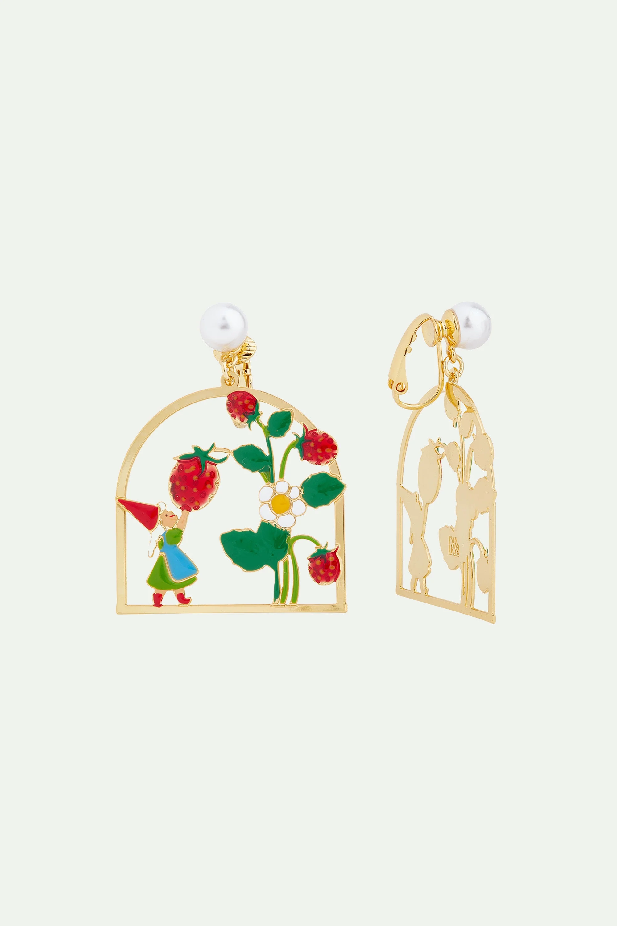 Boucles d'oreilles pendantes cueillette de fraises | Multicolore